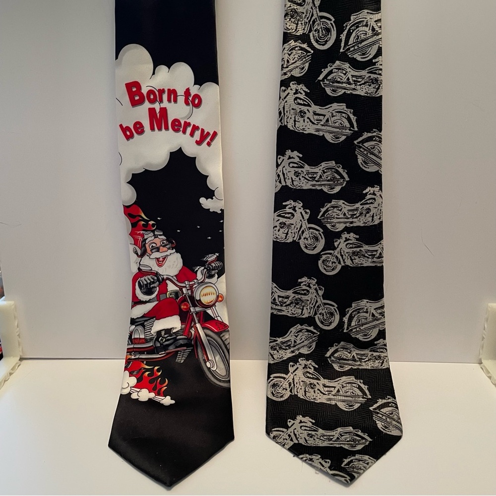 Motorcycle Themed Ties Lot Of 2 Beverly Hills‎ Polo Club Hallmark Polyester